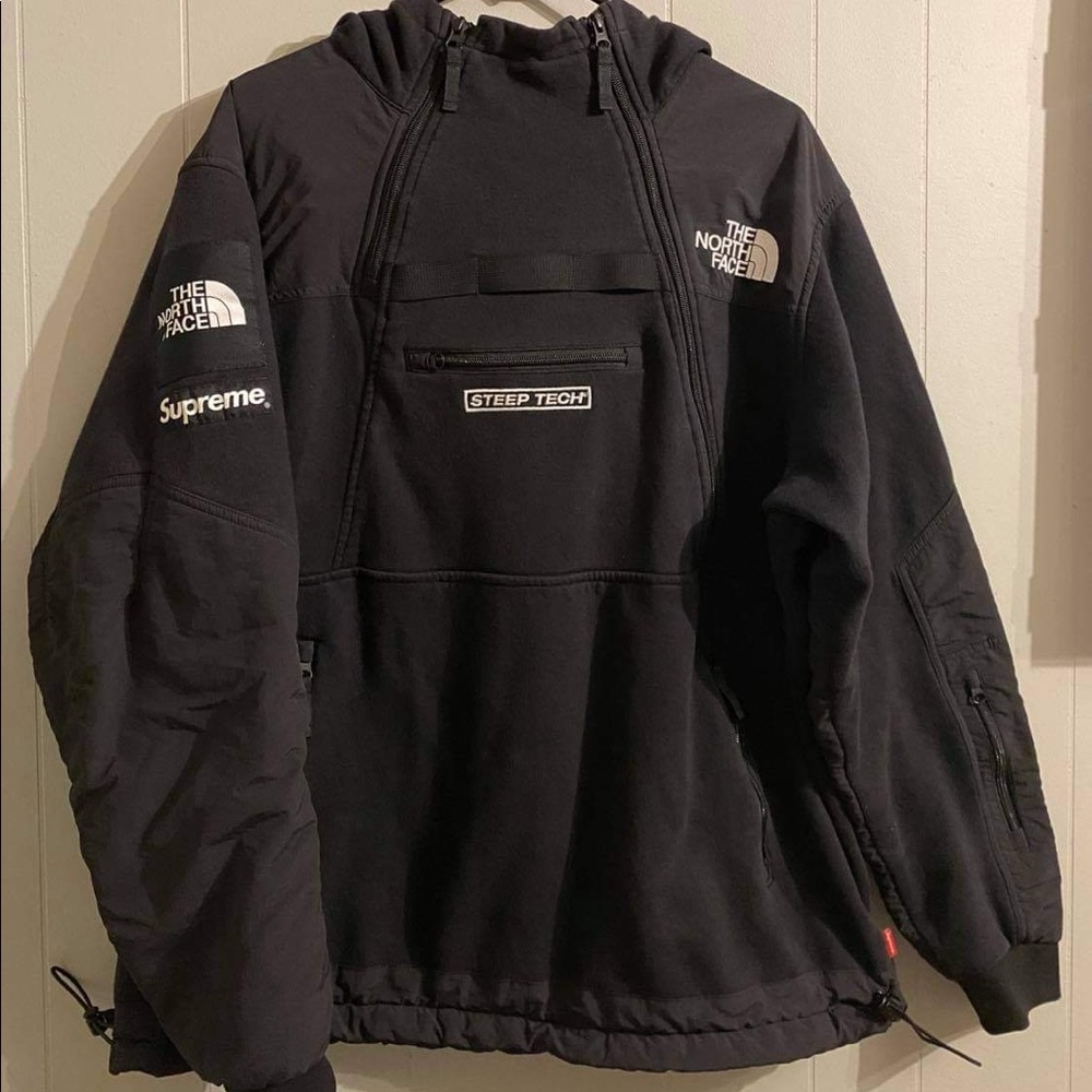 FW18 Supreme TNF Steep Tech Hooded Sweatshirt(Black)